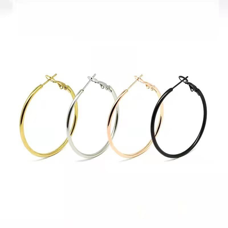 316L stainless steel titanium steel large circle coil earrings versatile spring clip shrimp bow buckle coil earrings ear buckle jewelry