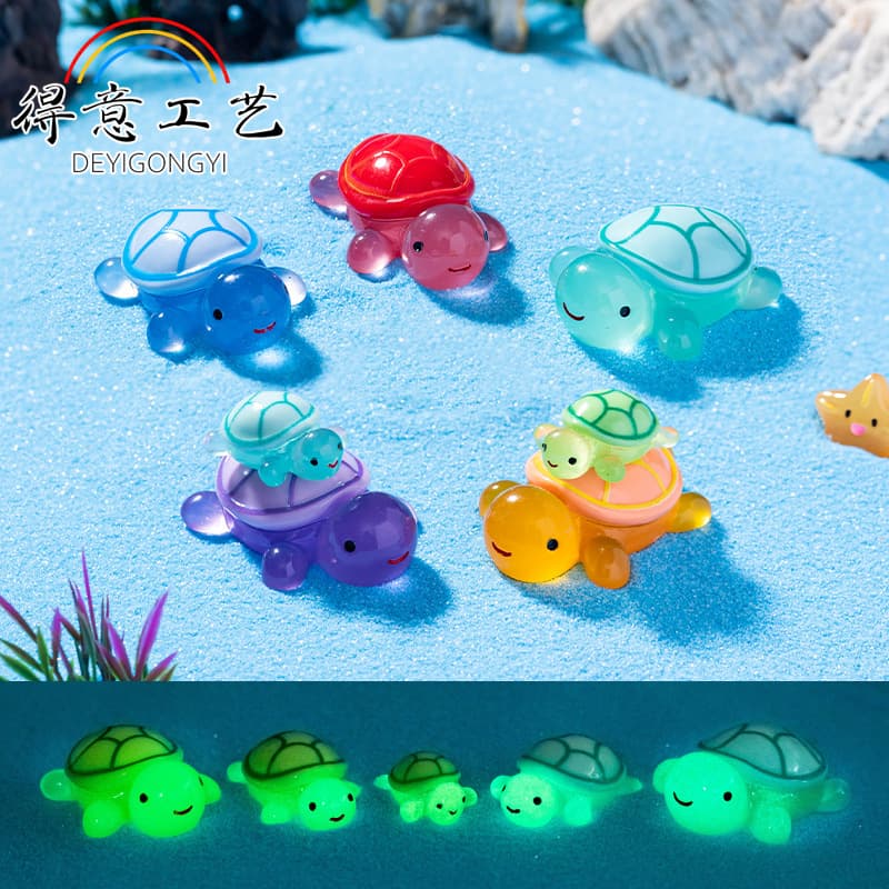 Live blind bag Internet celebrity luminous turtle micro landscape fish tank diy turtle decoration accessories resin small ornaments