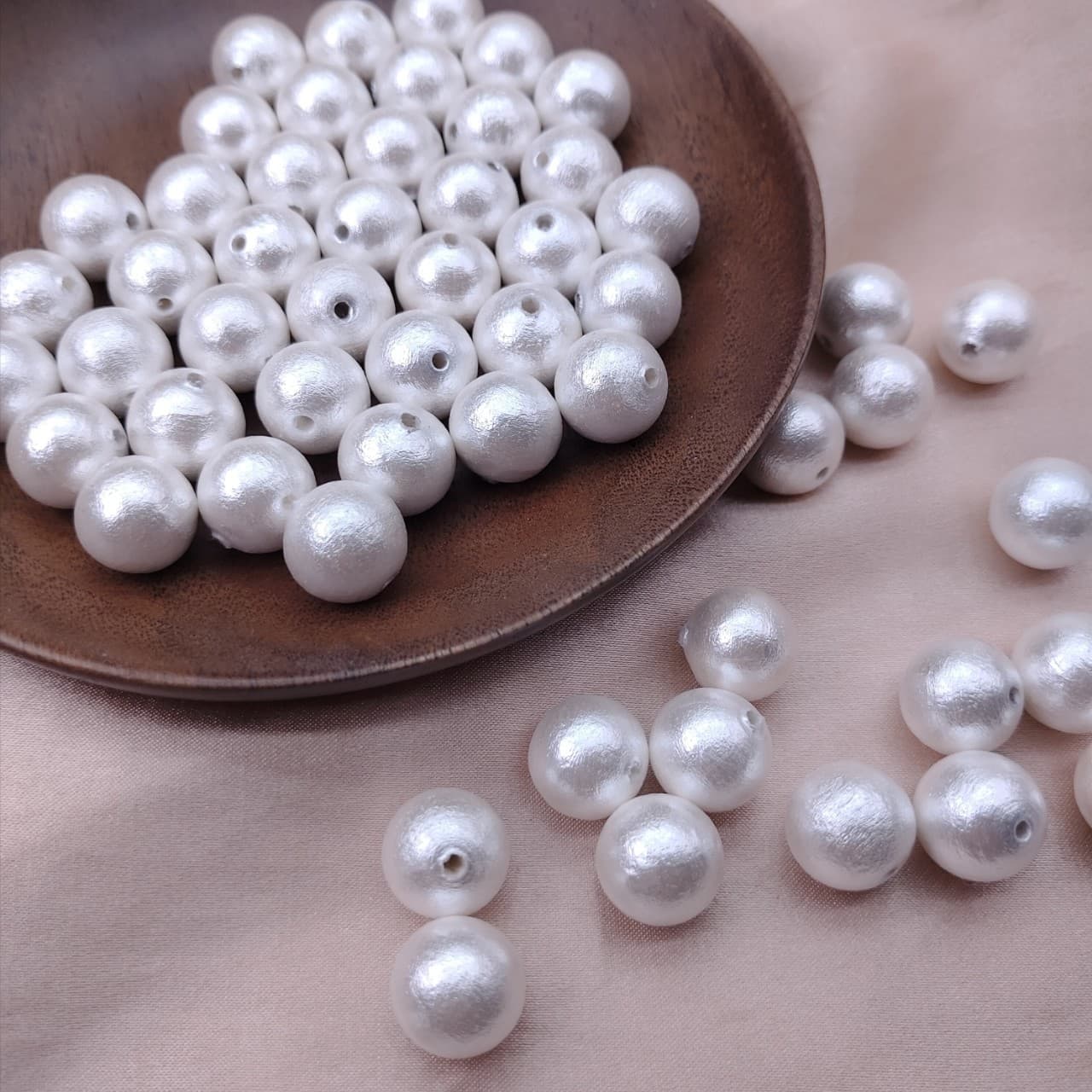 Cotton beads half hole high quality imitation pearl white perforated pearl jewelry material diy pearl wholesale round beads
