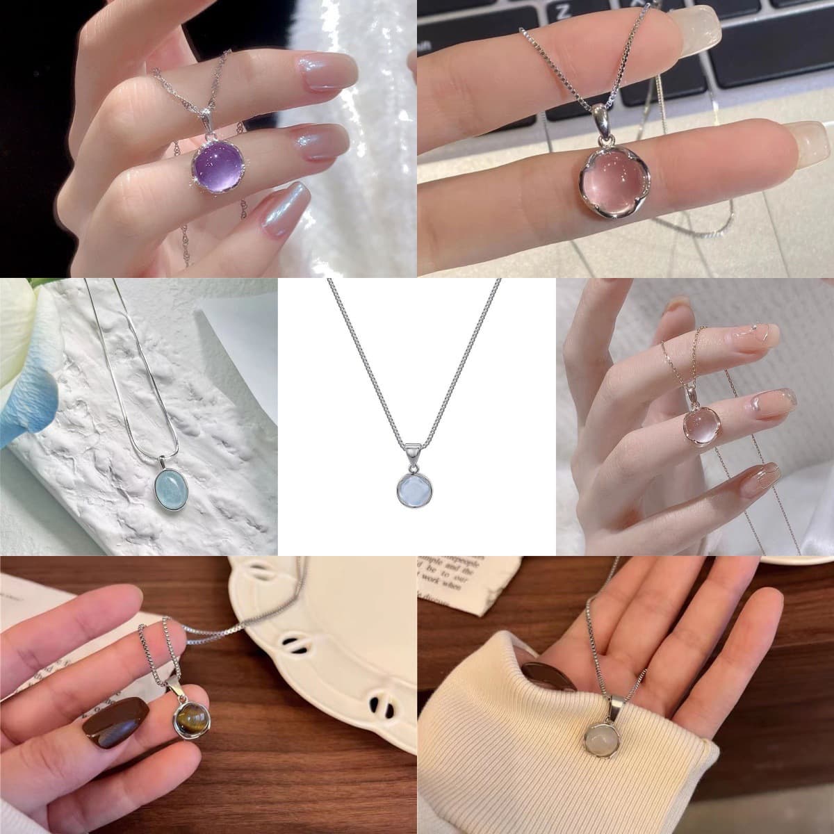 Korean style fashion geometric necklace for women ins cool style spliced clavicle chain sweater chain light luxury niche