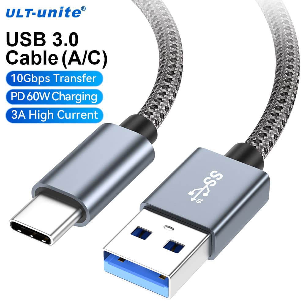 USB3.0 Cable 10Gbps Braided Jacket a to c 60W Charging Cord