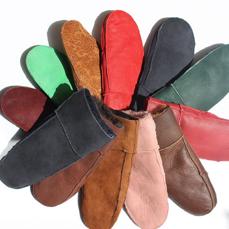 Winter leather gloves with both fingers and fingers, women's leather gloves, leather stuffed gloves, fur integrated gloves
