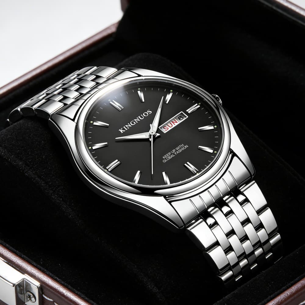 Waterproof calendar, mechanical quartz fashionable watch, men's style, for beloved