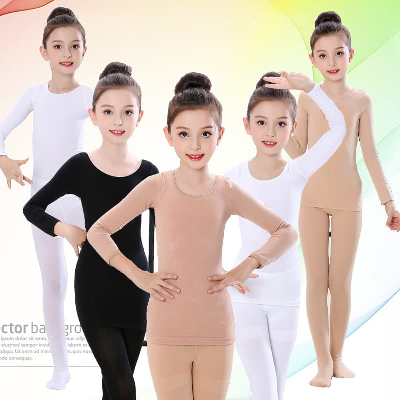 Children's demi-season fleece warm long-sleeve, invisible keep warm underwear, sports clothing, flesh color, tight