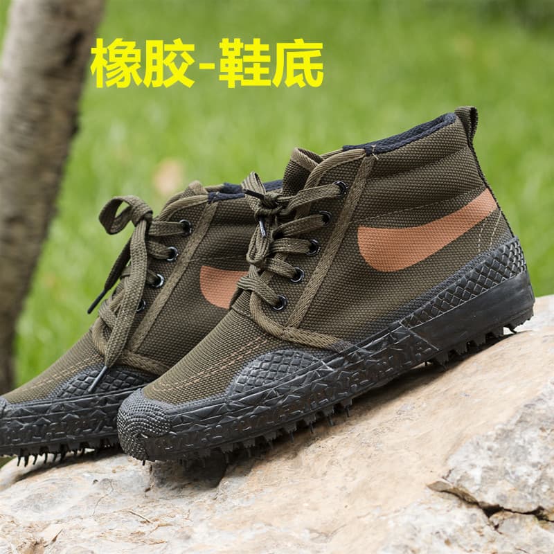 High-top rubber sole liberation shoes camouflage construction site outdoor labor work shoes labor protection yellow rubber shoes manufacturers wholesale