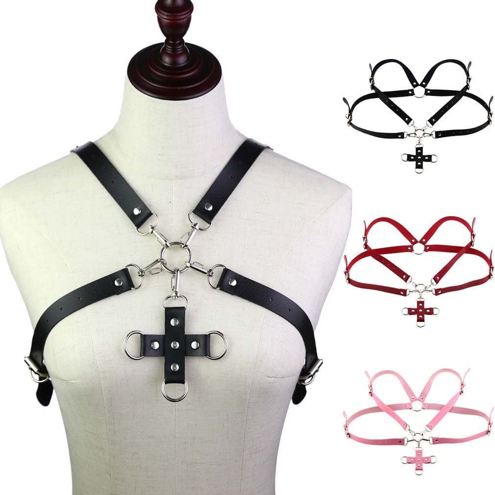 T-shirt, brace, belt, chest strap, suspenders, punk style, tight