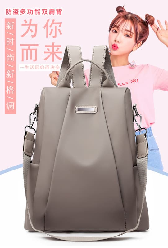 Backpack, shoulder bag, fashionable school bag for traveling, oxford cloth, 2020, Korean style, anti-theft, for students