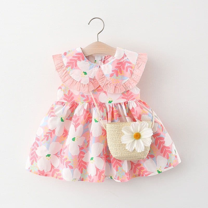 Children's cute summer dress girl's sleevless, skirt, 2022, western style, flowered