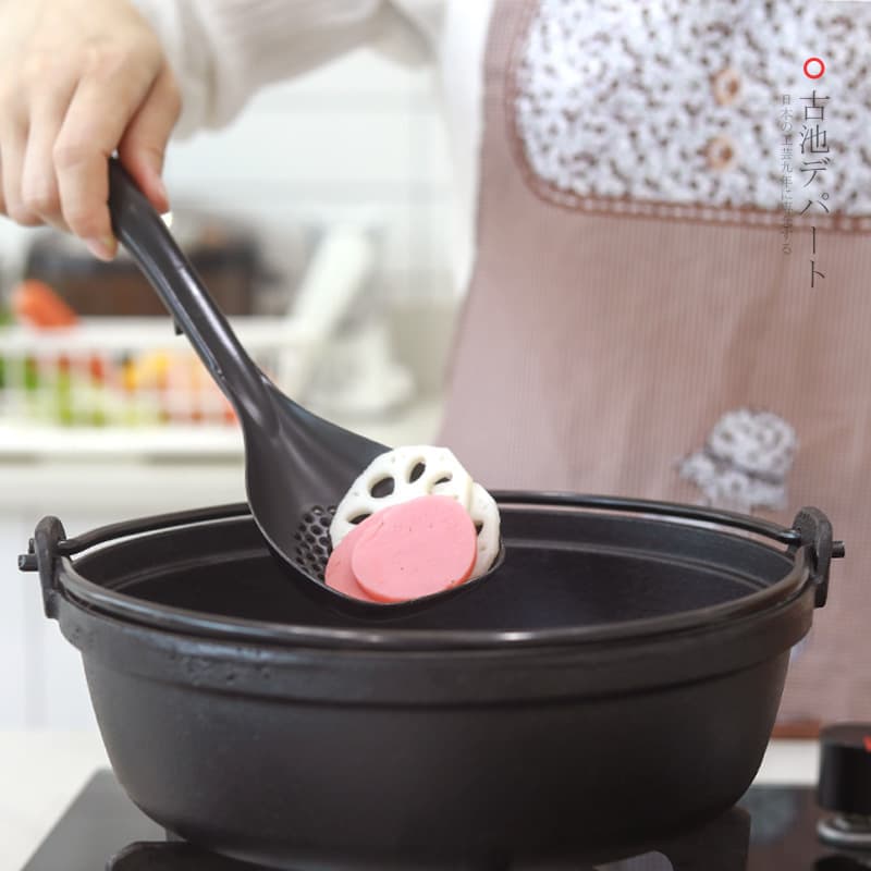 IHARA Japanese black charcoal ingredient nylon resin colander, hot pot spoon, nylon high temperature resistant kitchen spoon
