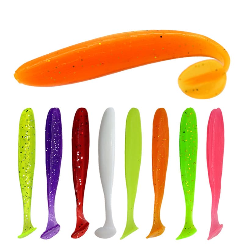 Factory wholesale tail soft bait 7cm2g Luya bait tail soft worm roller rolling fishing bait monochrome tail bait