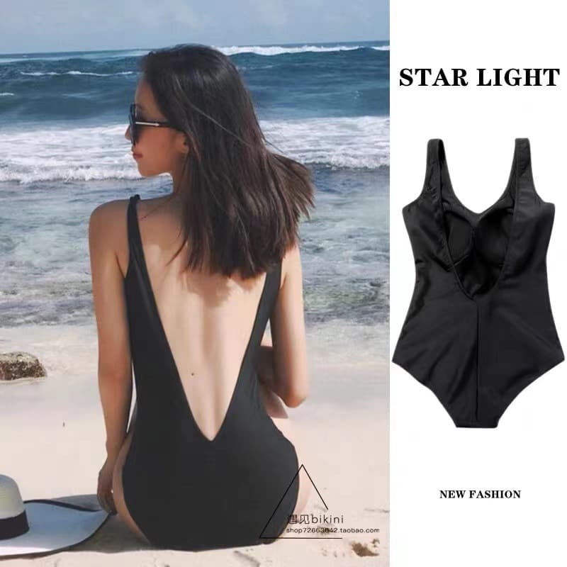 Black brand sexy swimwear for students, beautiful back, internet celebrity