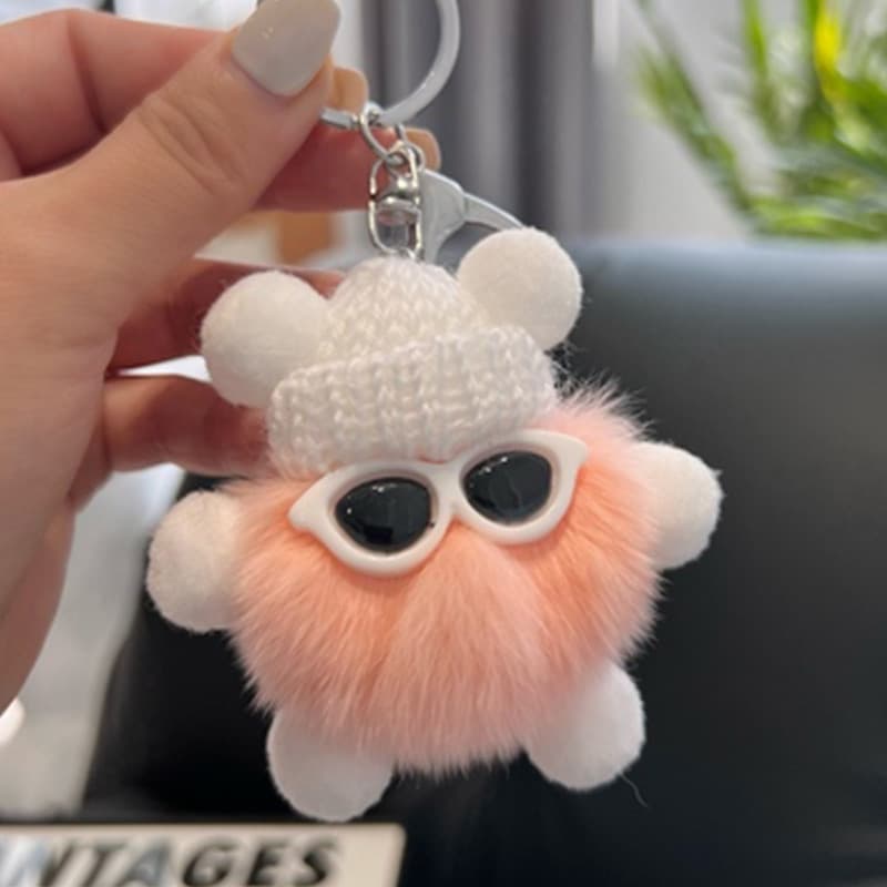 Plush pendant, cartoon car keys, key bag, card holder, doll, keychain