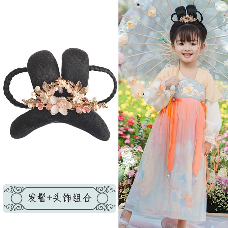 Hair accessory, wig, children's hairgrip, set with pigtail