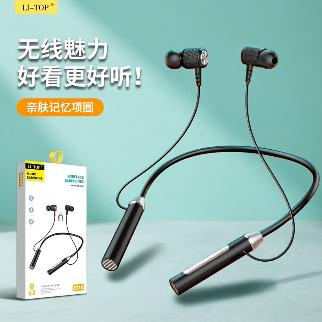 Neck -mounted stereo music, ear -eared neck, ears, running Bluetooth wireless headset long standby wholesale