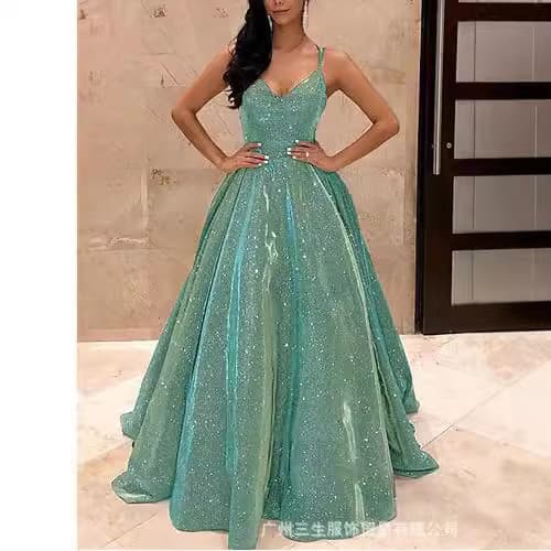(Cross-border trading), fashionable flashing long evening dress, European style, lifting effect, fitted