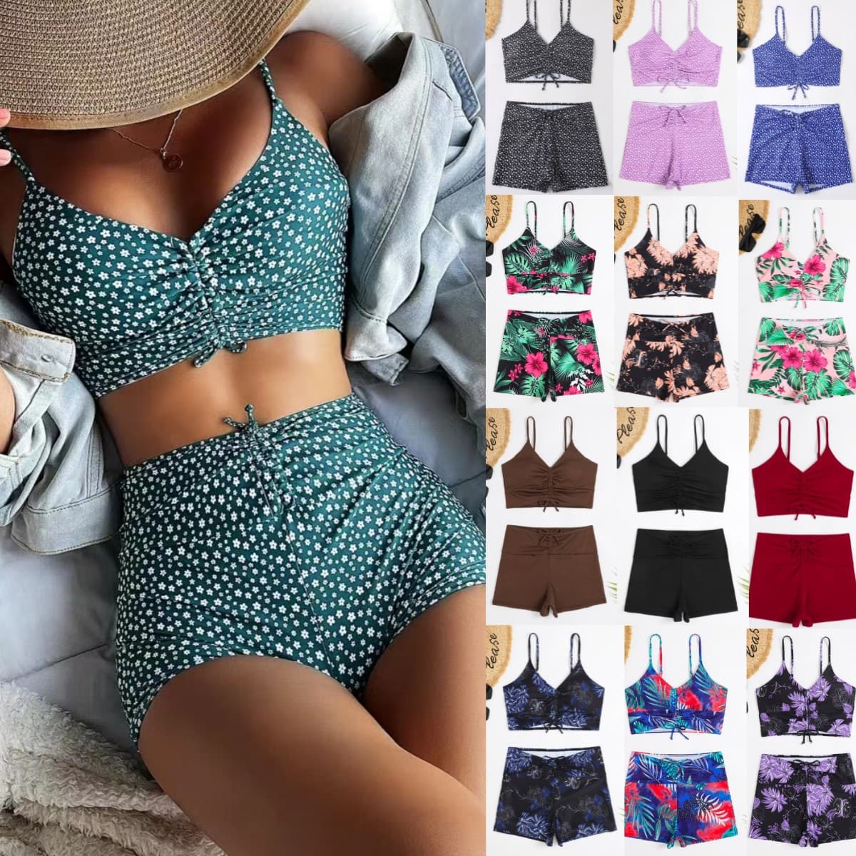 (Cross-border trading), multicoloured swimwear, 2023, European style, Amazon