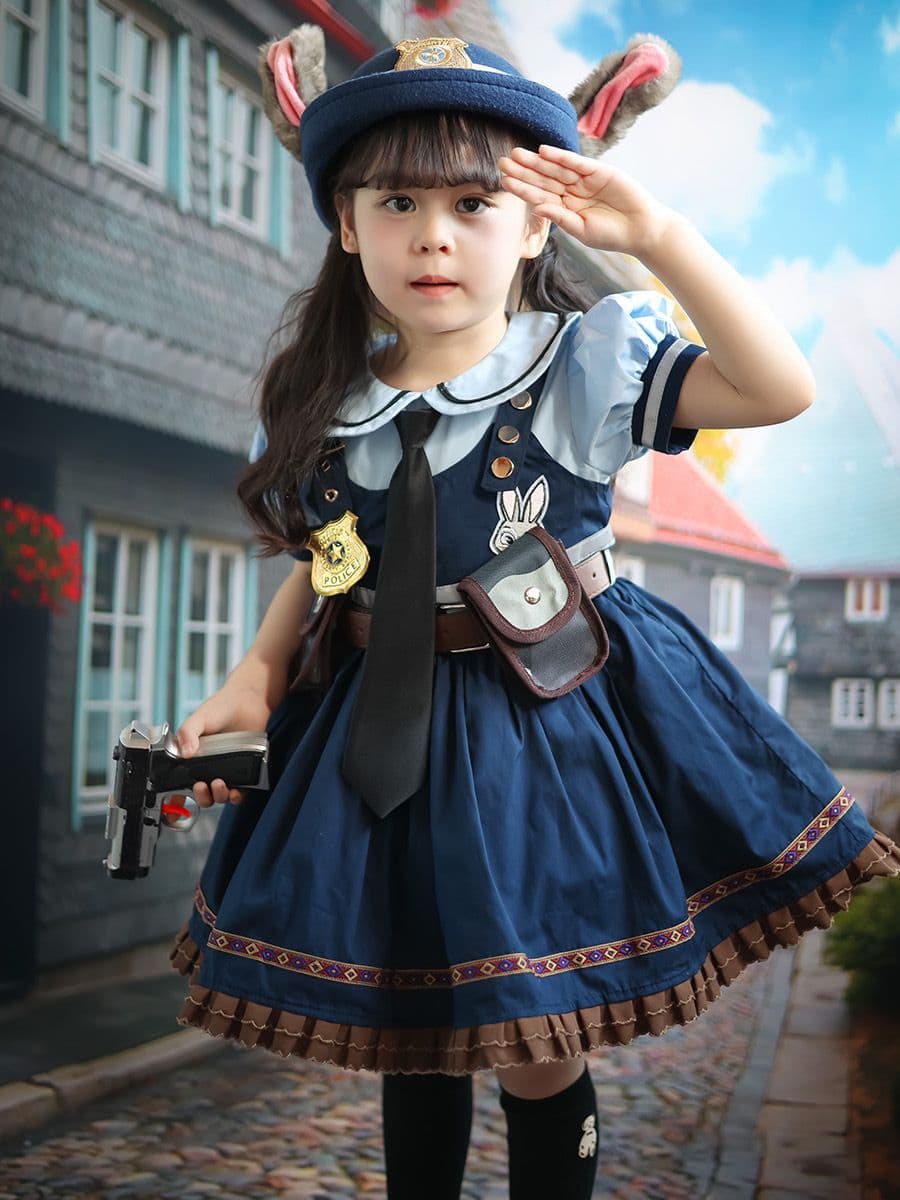 Rabbit, dress, summer children's set, police officer, 2023, Lolita style, cosplay
