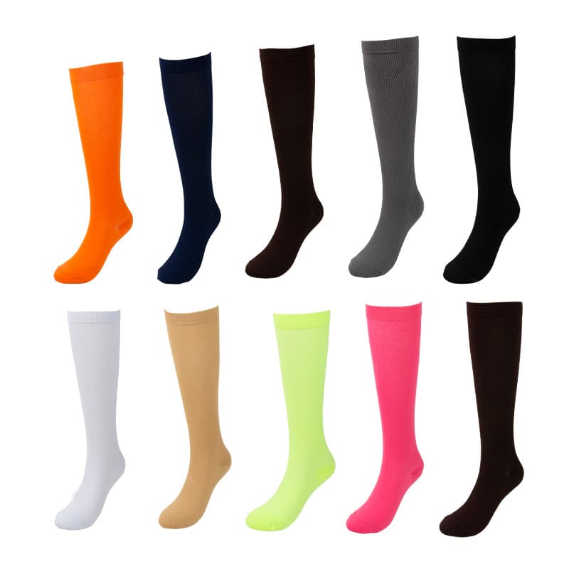 Pure color sports stress socks men and women calf socks outdoor fitness running sports stretch socks