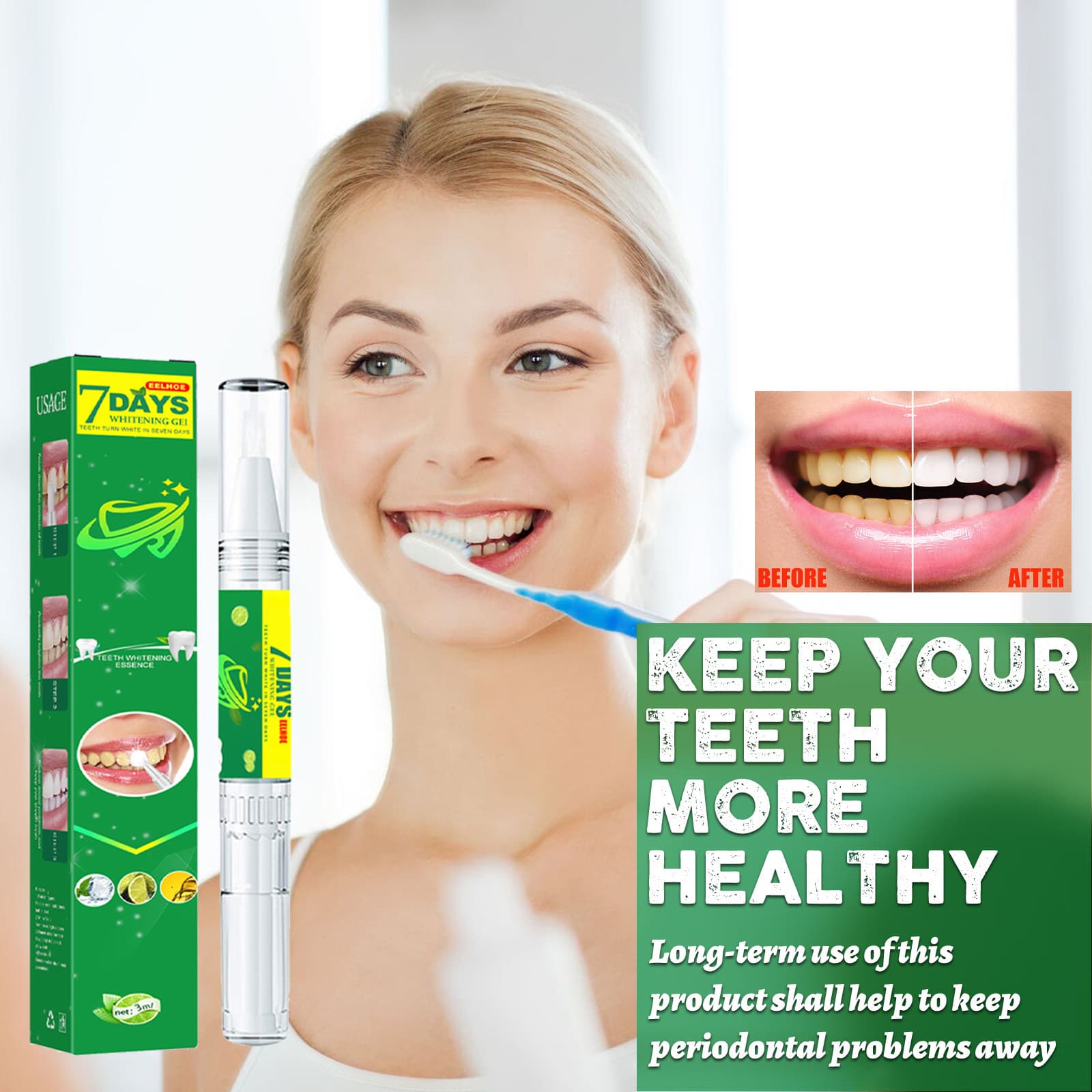 EELHOE Toothbrush, brightening medical clay, spots removal