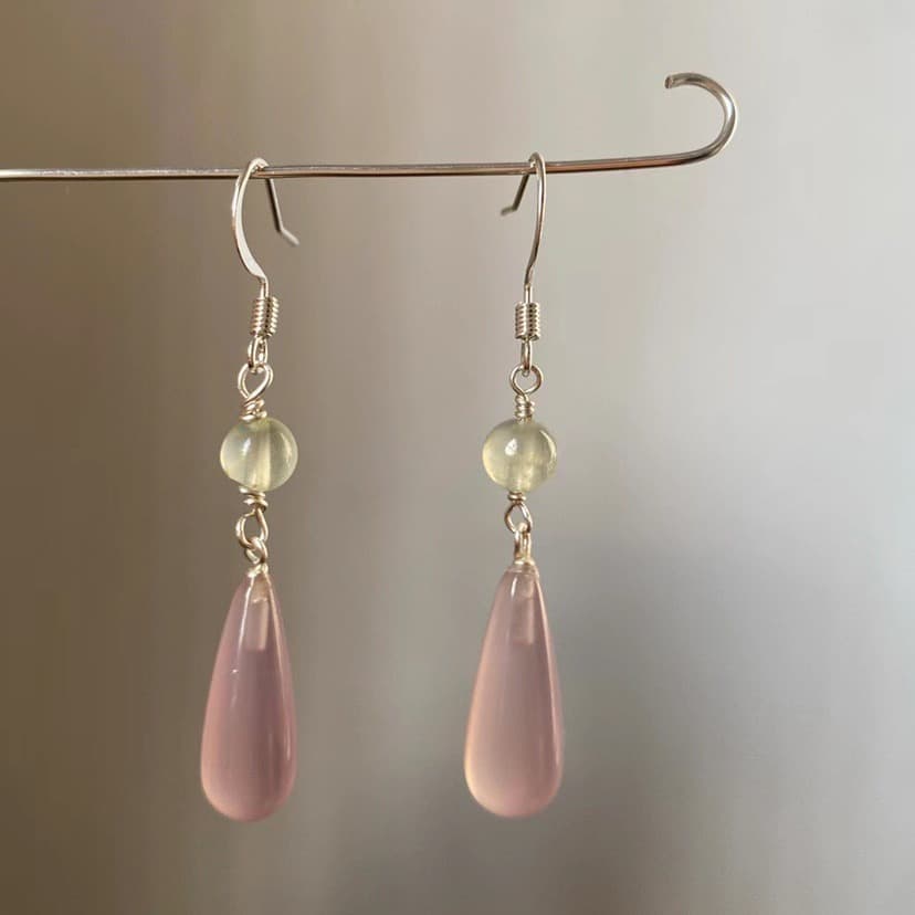 Jasper, retro earrings, ear clips drop-shaped, Chinese style, high-quality style