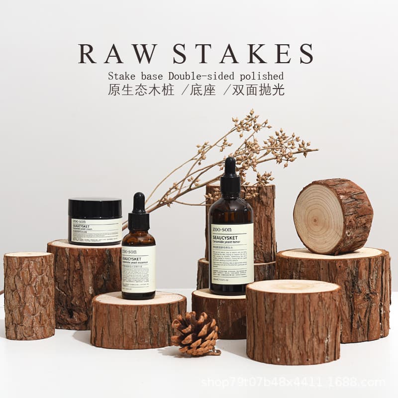 Natural wood pile base photography props round wood head film background decoration decorative decoration inspiration display static shoot shoot