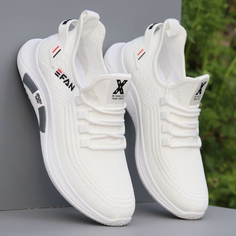 Non-slip fashionable breathable thin white lightweight casual running sneakers, Korean style, soft sole, antibacterial treatment