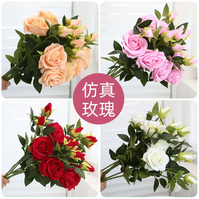 Single simulated multi-headed rose flower bouquet wedding wedding decoration artificial flowers photo photography layout props fake flowers