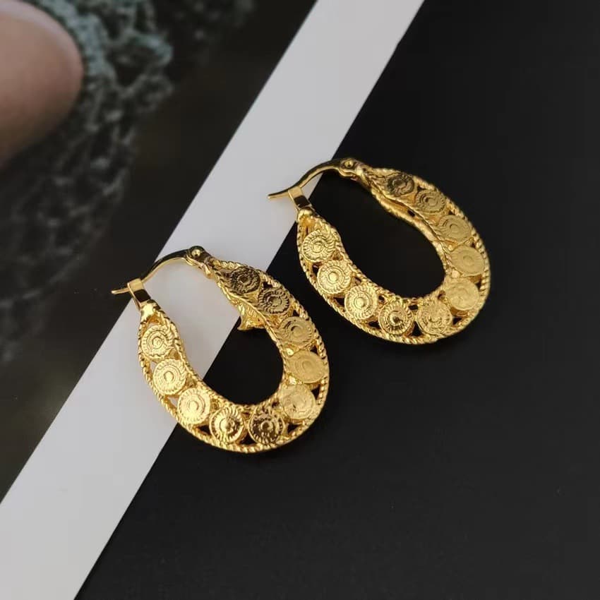 (Cross-border trading), yellow brass earrings, Amazon