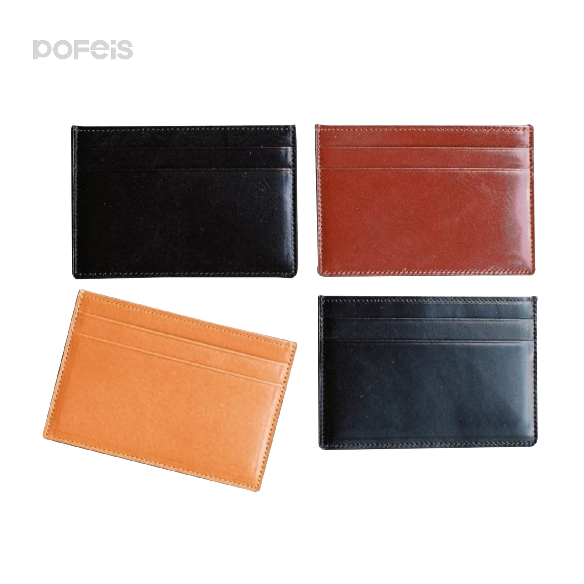 Capacious polyurethane card holder, genuine leather