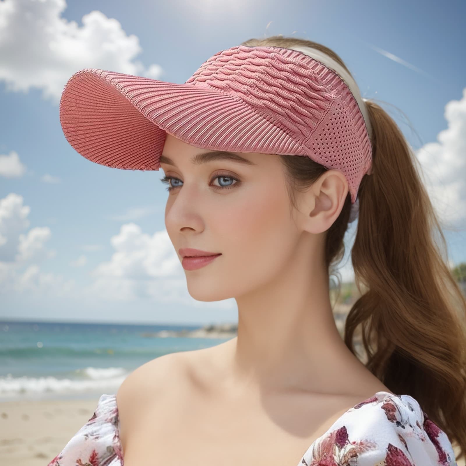 Summer knitted sun hat, baseball travel sports cap solar-powered, internet celebrity, Korean style