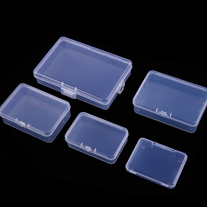 Rectangular transparent plastic storage box, accessory for manicure