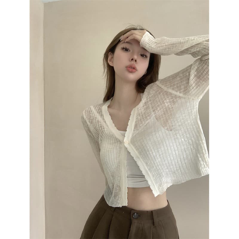 White silk short cloak, knitted thin summer cardigan, vest, french style