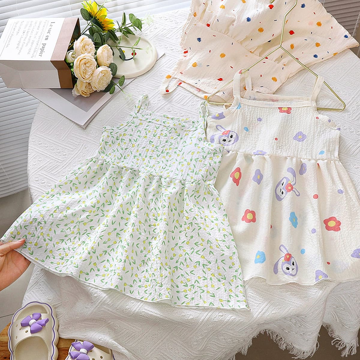 Summer clothing, girl's skirt sleevless, thin sleevless dress, western style, flowered