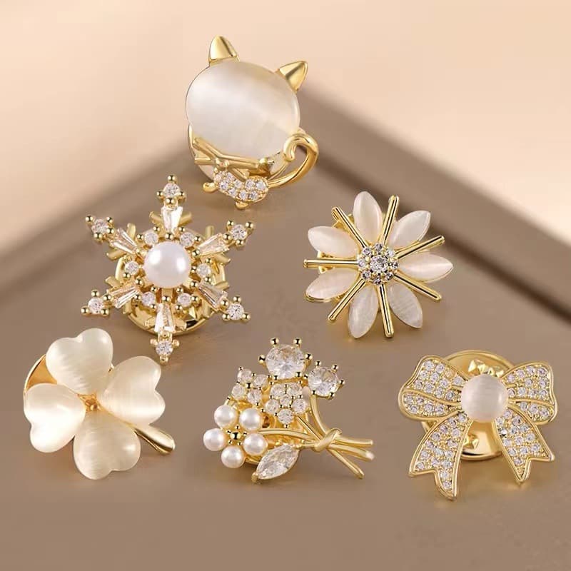 Fashionable universal brooch with bow, cute protective underware, trend pin, cat's eye, clips included
