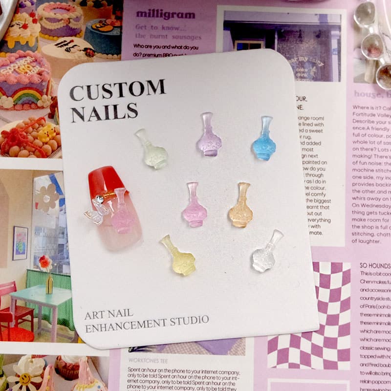 2024 new manicure accessories color embossed resin mini vase ins wind transparent flower arrangement vase ornament