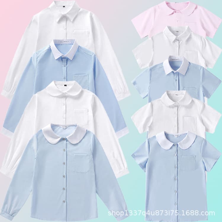 Uniform with a round collar, shirt, blue doll, doll collar, cosplay