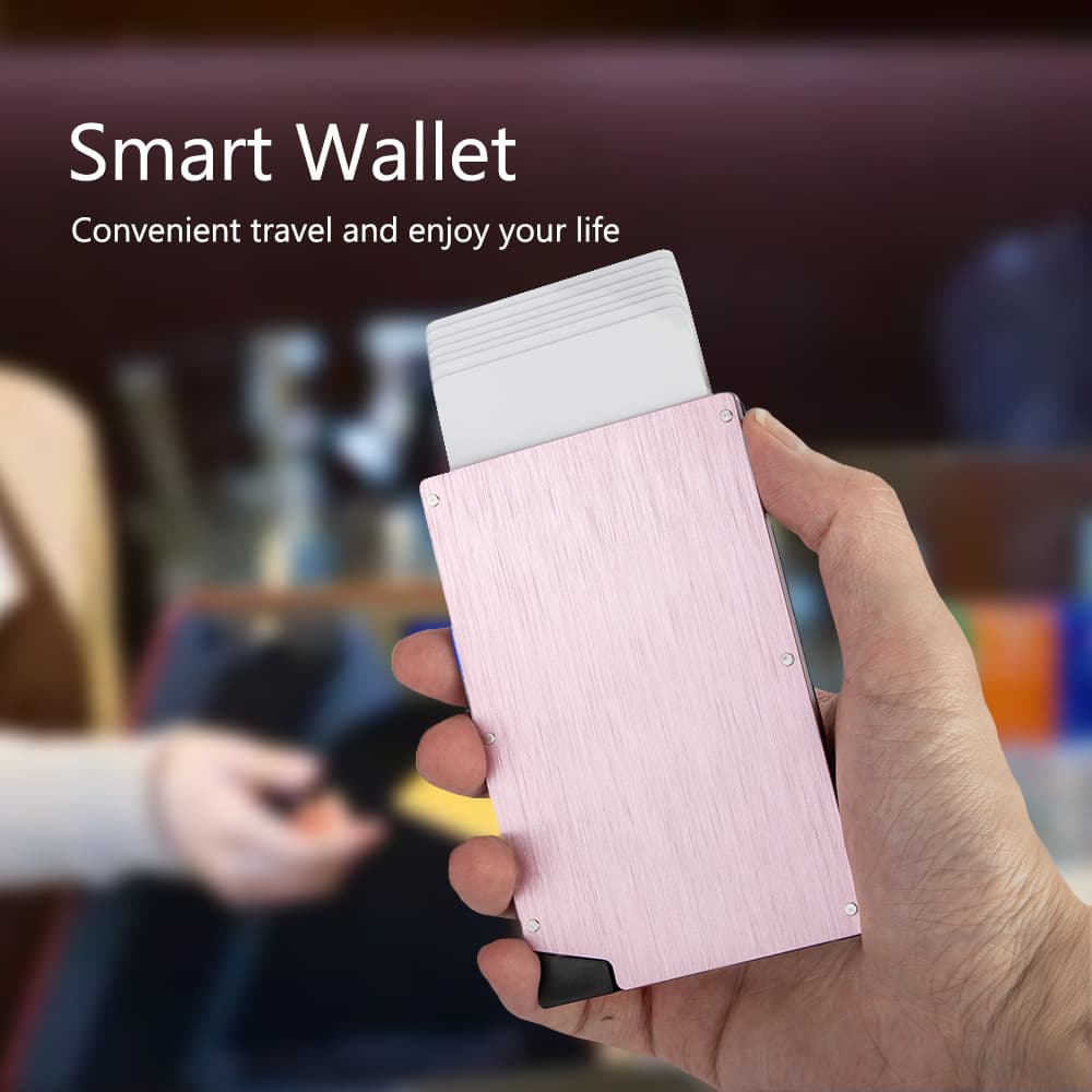 RFID cardholder men's credit card box rose gold card holder wholesale automatic pop-up metal card holder access card