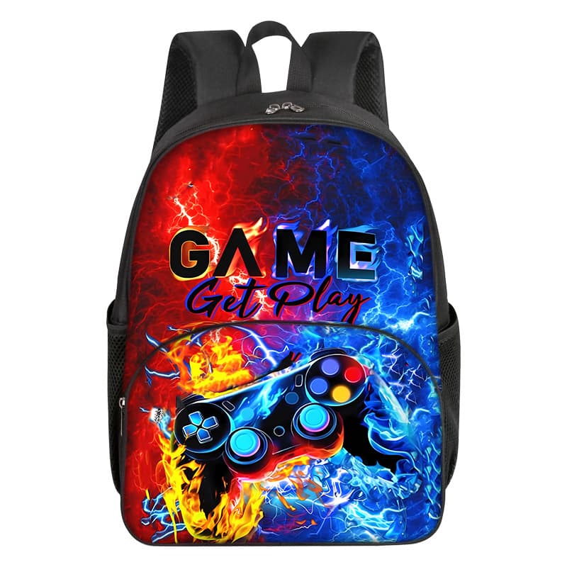 Game console for students, round double-layer backpack, bag, primary and secondary school, DIY