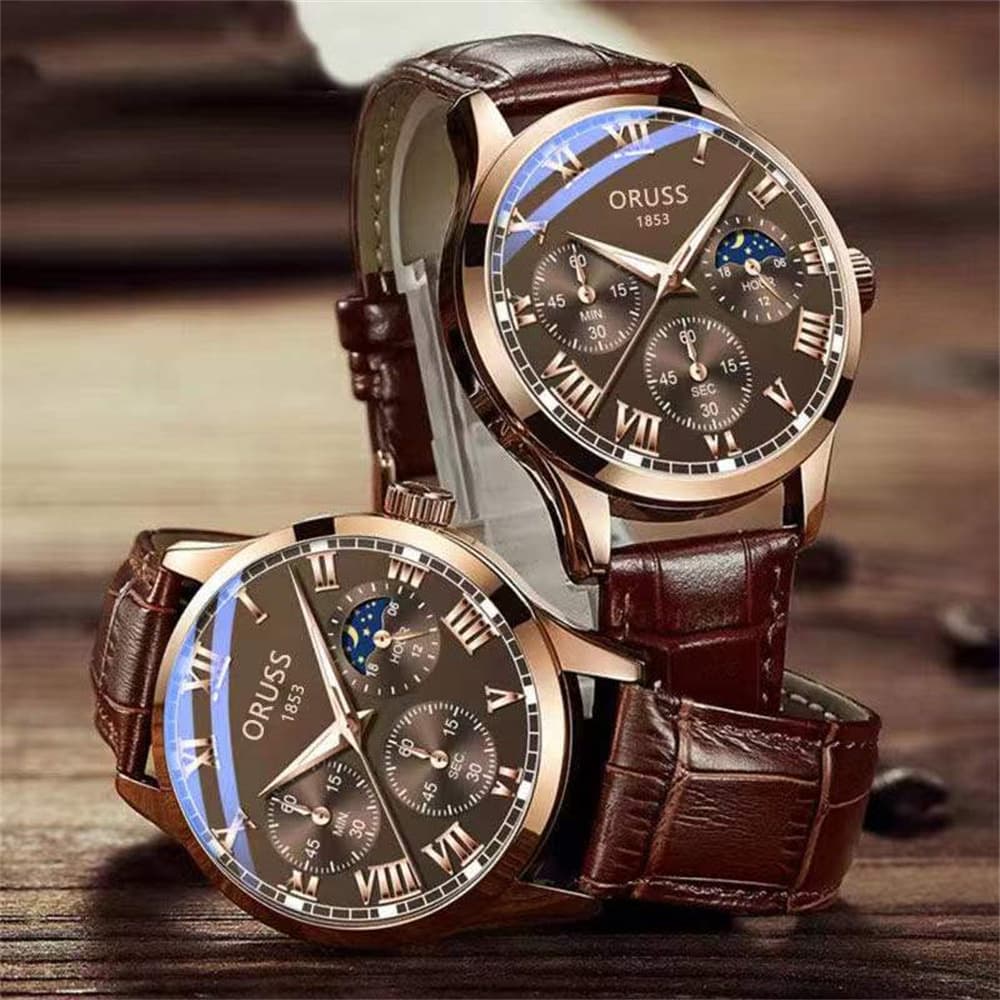 Quartz watches, waterproof men's watch, golden belt, fully automatic, Korean style, pink gold