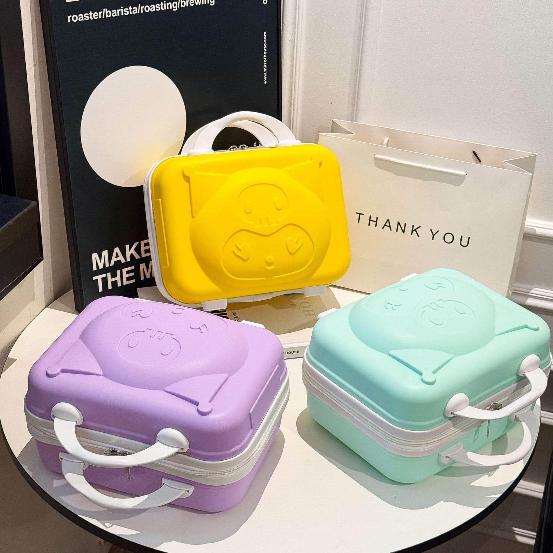 Handheld suitcase, box, small cartoon cute shoulder bag, 14 inch
