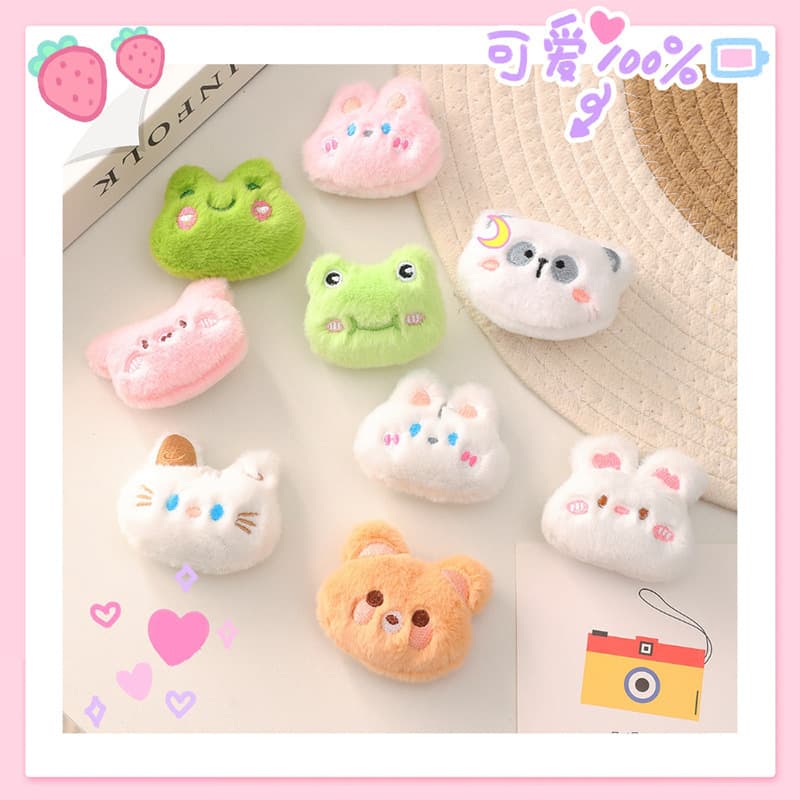 Cartoon plush cute brooch, doll, rabbit, bag decoration, accessory, with little bears, frog, cat, DIY