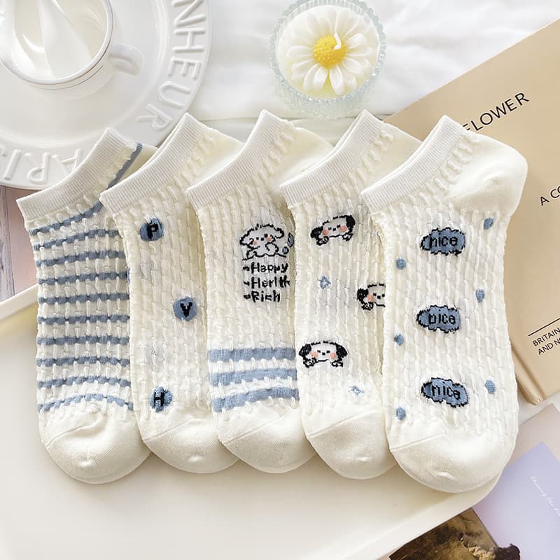 Summer breathable cute ultra light light and thin cartoon socks for students