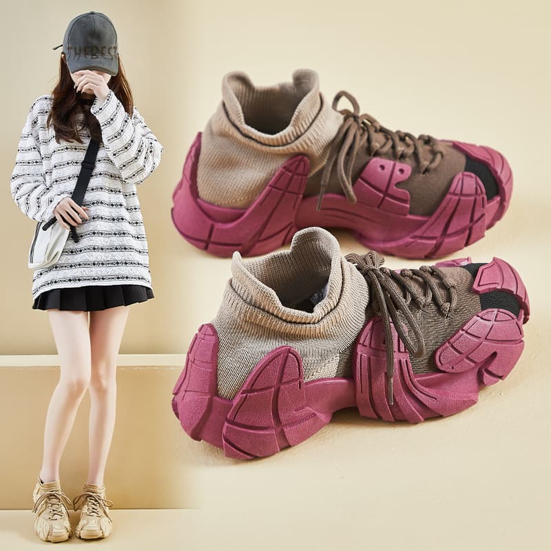 Ins Korean version of flying woven shoes 2026 spring new student sports shoes fitness running casual shoes increased TA001-1