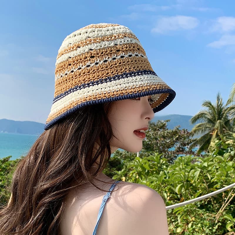 Summer ethnic straw beach breathable woven hat solar-powered, ethnic style, beach style