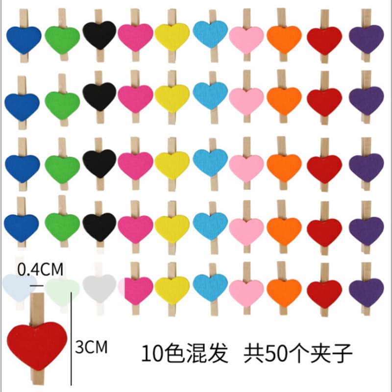 3cm photo clip colorful love small wooden clip photo home decoration crafts wooden craft ornaments