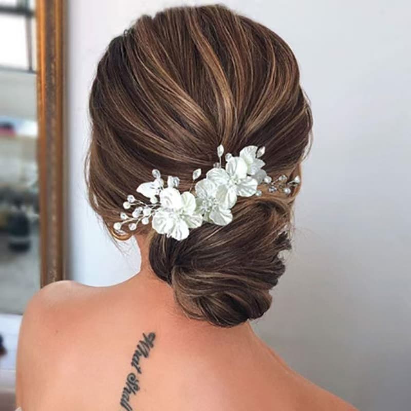 White tiara for bride, hairgrip pearl, hair accessory, European style, flower decoration, Aliexpress