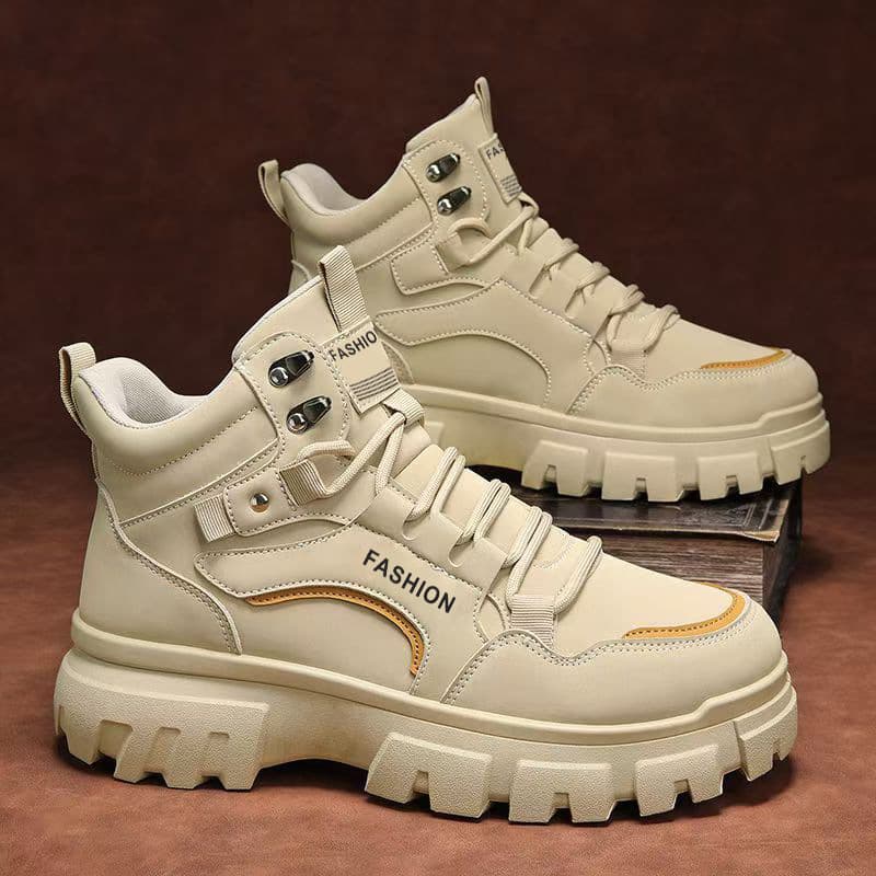 High-top shoes for men spring 2025 new men's thick-soled non-slip Martin boots outdoor wear-resistant work boots men's fashion
