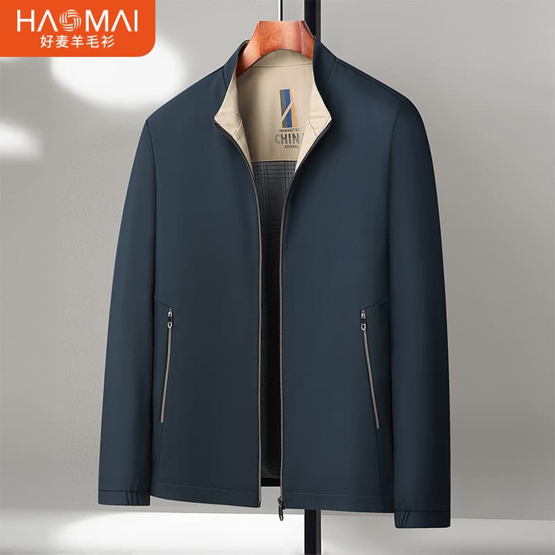 Spring and Autumn men's stand -up collar jackets men's administrative and leisure business men's middle -aged dad jacket jacket