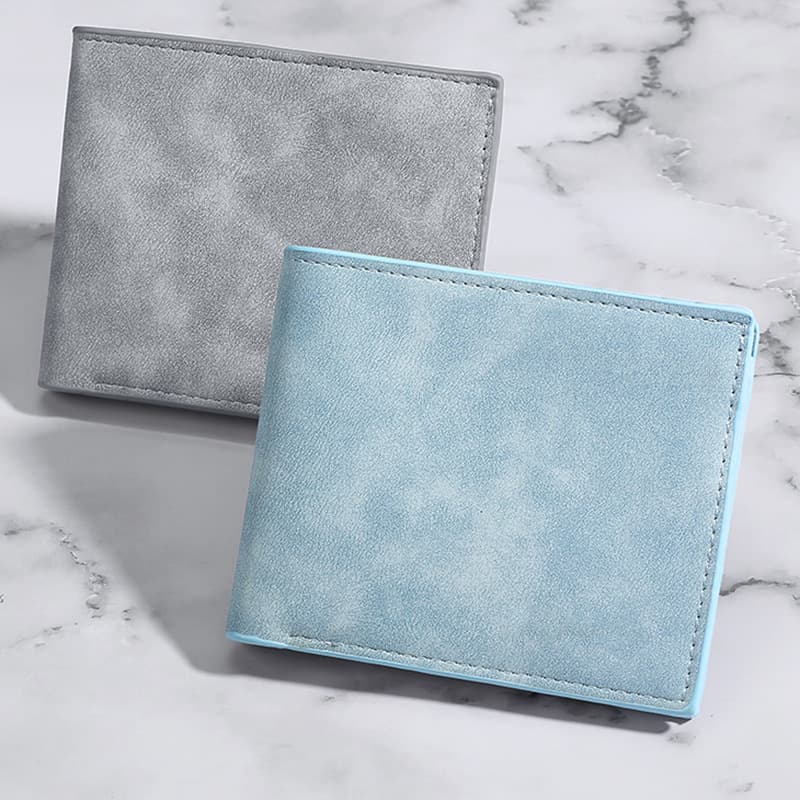 Matte short ultra thin suede folding ultra light light and thin wallet