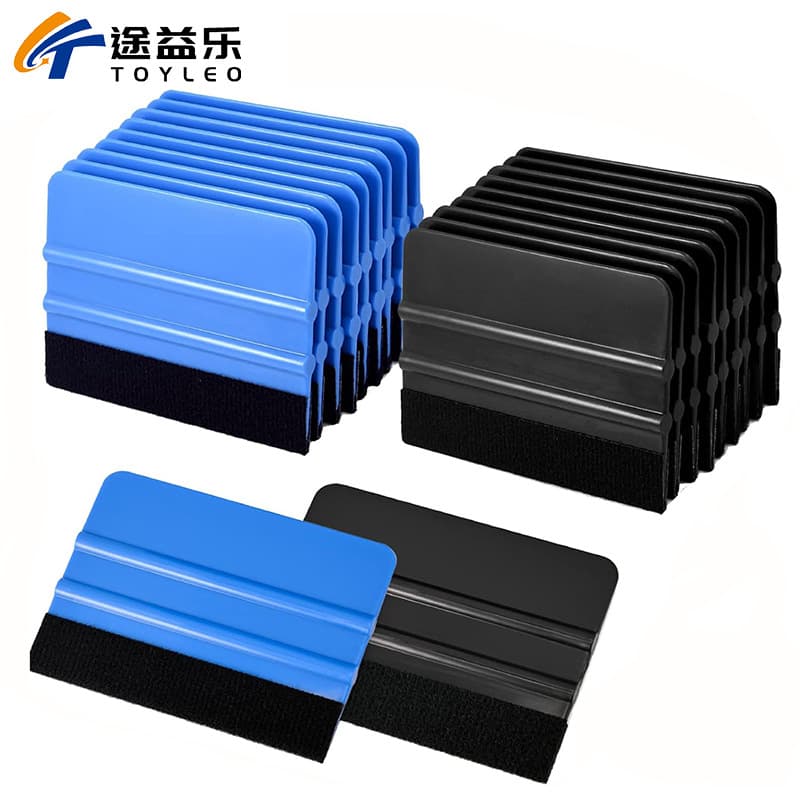 Car film tool scraper plastic small square scraper with flannel wallpaper decal scraper tool cross-border hot style